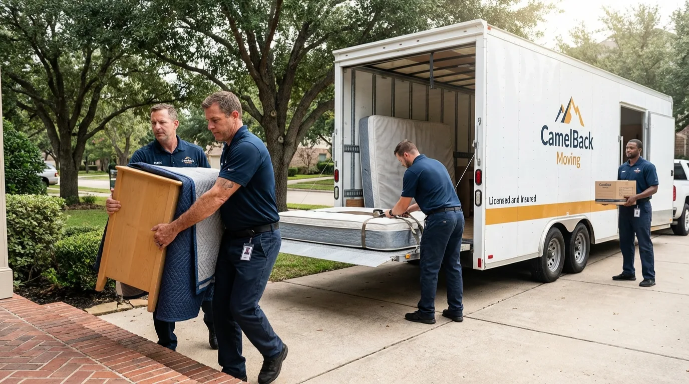 Crew loading residential truck for cross-state move from Troy, NH