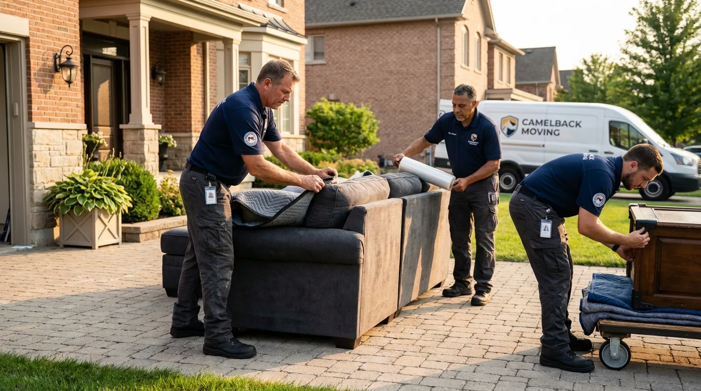 Large estate moving crew wrapping furniture in Troy, NH
