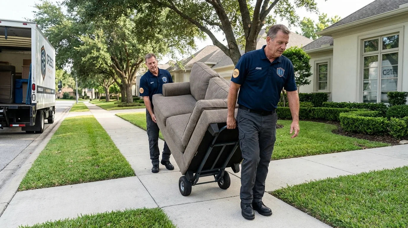 Local residential moving crew loading furniture in Troy, NH